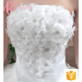 Blanco fuera del hombro de longitud de piso Appliqued Beaded vestido de novia vestido de bola